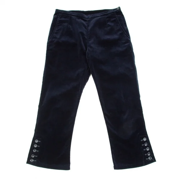 トリココムデギャルソンtricot COMME des GARCONS裾ボタン開きベロアクロップドパンツ 紺M K-85006_001