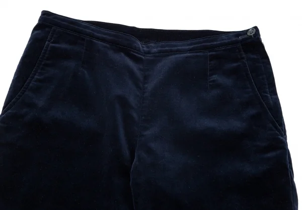 トリココムデギャルソンtricot COMME des GARCONS裾ボタン開きベロアクロップドパンツ 紺M K-85006_002
