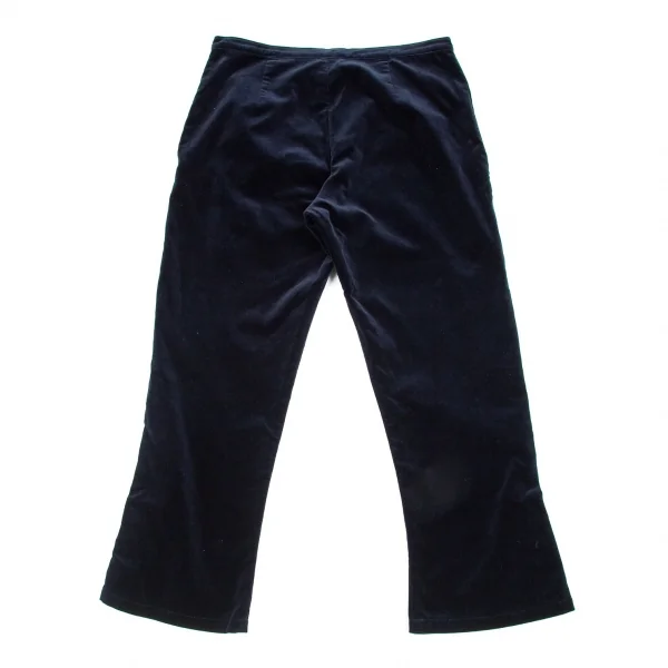 トリココムデギャルソンtricot COMME des GARCONS裾ボタン開きベロアクロップドパンツ 紺M K-85006_007