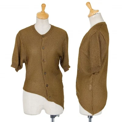 コムデギャルソンCOMME des GARCONS裾バイアス半袖グリッターニットカーディガン 金