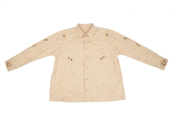 イッセイミヤケハートISSEY MIYAKE HaaT 刺繍ステッチデザインシャツ ベージュ2 K-85064_002