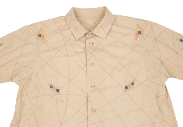 イッセイミヤケハートISSEY MIYAKE HaaT 刺繍ステッチデザインシャツ ベージュ2 K-85064_003