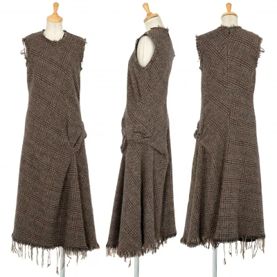 ジュンヤワタナベ コムデギャルソンJUNYA WATANABE COMME des GARCONS リボンタックツイードノースリーブワンピース