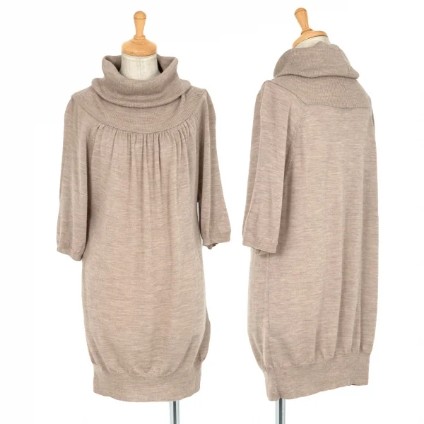 ロベルトコリーナroberto collina ウールビッグシルエットタートルネック半袖ニット モカ1 K-85122_001