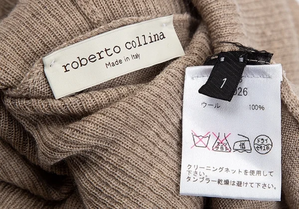 ロベルトコリーナroberto collina ウールビッグシルエットタートルネック半袖ニット モカ1 K-85122_013