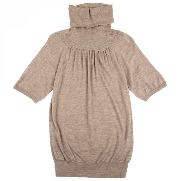 ロベルトコリーナroberto collina ウールビッグシルエットタートルネック半袖ニット モカ1 K-85122_002