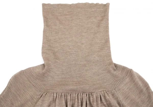 ロベルトコリーナroberto collina ウールビッグシルエットタートルネック半袖ニット モカ1 K-85122_004