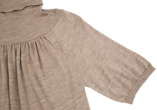 ロベルトコリーナroberto collina ウールビッグシルエットタートルネック半袖ニット モカ1 K-85122_005