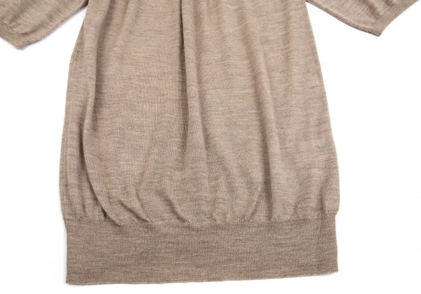 ロベルトコリーナroberto collina ウールビッグシルエットタートルネック半袖ニット モカ1 K-85122_007
