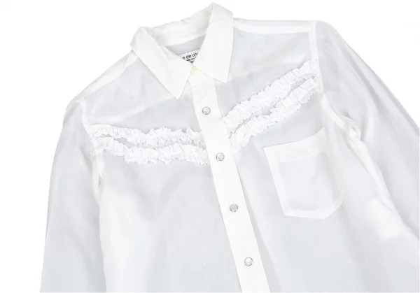 ローブドシャンブル コムデギャルソンrobe de chambre COMME des GARCONSフリルテープ装飾ウエスタンシャツ 白M K-85151_003