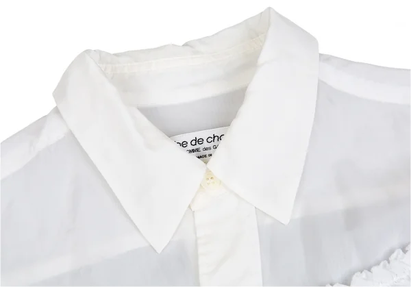 ローブドシャンブル コムデギャルソンrobe de chambre COMME des GARCONSフリルテープ装飾ウエスタンシャツ 白M K-85151_004