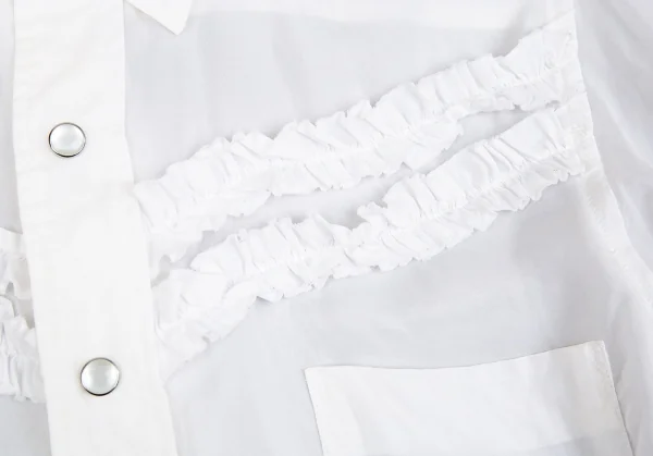 ローブドシャンブル コムデギャルソンrobe de chambre COMME des GARCONSフリルテープ装飾ウエスタンシャツ 白M K-85151_007