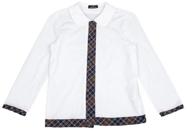 トリココムデギャルソンtricot COMME des GARCONS バイアスチェックトリミングラウンドカラーブラウス 白M位 K-85152_002
