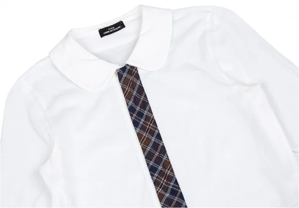 トリココムデギャルソンtricot COMME des GARCONS バイアスチェックトリミングラウンドカラーブラウス 白M位 K-85152_003