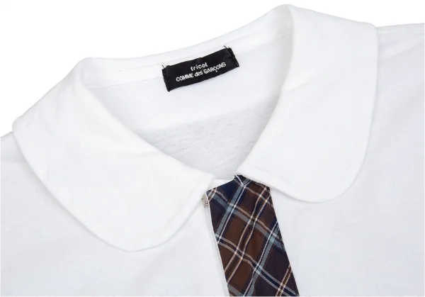 トリココムデギャルソンtricot COMME des GARCONS バイアスチェックトリミングラウンドカラーブラウス 白M位 K-85152_004