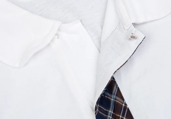 トリココムデギャルソンtricot COMME des GARCONS バイアスチェックトリミングラウンドカラーブラウス 白M位 K-85152_007