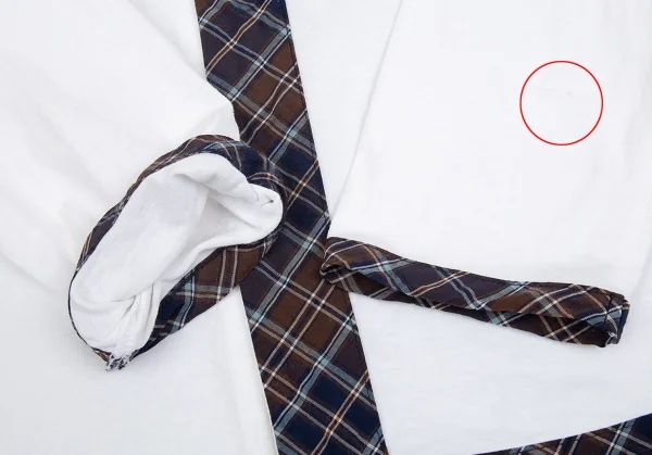 トリココムデギャルソンtricot COMME des GARCONS バイアスチェックトリミングラウンドカラーブラウス 白M位 K-85152_009