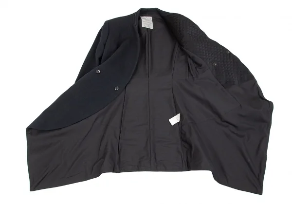 ヨウジヤマモトファムYohji Yamamoto FEMME シルクウールテープ装飾ロングジャケット 紺S K-85173_012