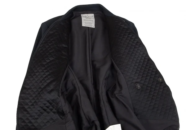 ヨウジヤマモトファムYohji Yamamoto FEMME シルクウールテープ装飾ロングジャケット 紺S K-85173_013