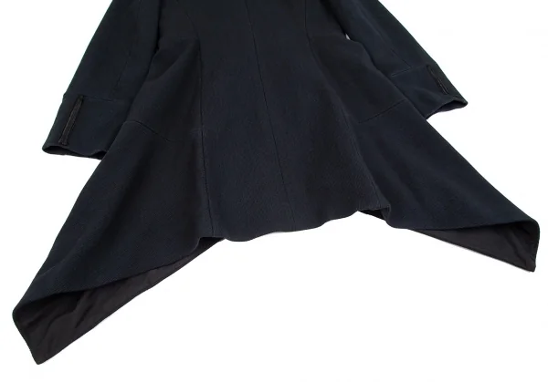 ヨウジヤマモトファムYohji Yamamoto FEMME シルクウールテープ装飾ロングジャケット 紺S K-85173_016