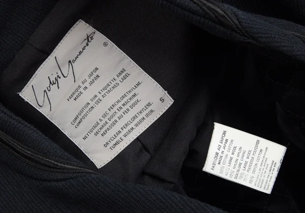 ヨウジヤマモトファムYohji Yamamoto FEMME シルクウールテープ装飾ロングジャケット 紺S K-85173_018