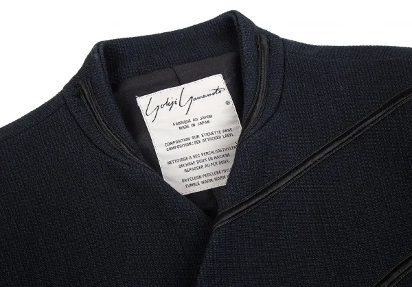 ヨウジヤマモトファムYohji Yamamoto FEMME シルクウールテープ装飾ロングジャケット 紺S K-85173_004