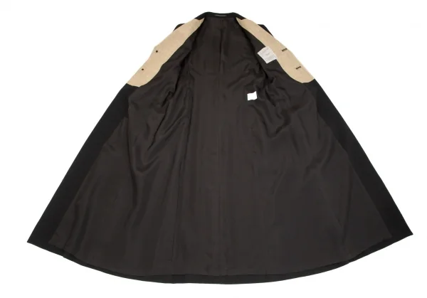 ヨウジヤマモトファムYohji Yamamoto FEMME 芯地デザインウールギャバロングコート 黒S K-85174_015