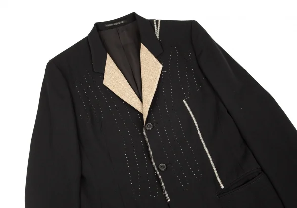 ヨウジヤマモトファムYohji Yamamoto FEMME 芯地デザインウールギャバロングコート 黒S K-85174_003