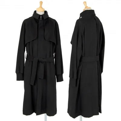 ヨウジヤマモトファムYohji Yamamoto FEMME カシミヤ混ウールジップロングコート