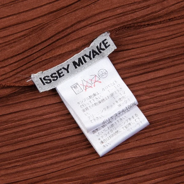イッセイミヤケISSEY MIYAKEシャイニープリーツボタンレスロングガウン 茶M K-85187_017