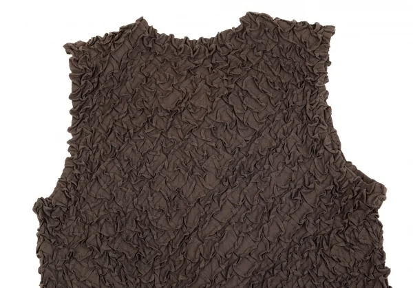 イッセイミヤケISSEY MIYAKE 刺繍ハンドメイドコットンベスト 茶2 K-85207_010