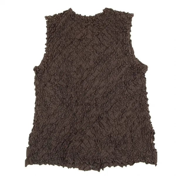 イッセイミヤケISSEY MIYAKE 刺繍ハンドメイドコットンベスト 茶2 K-85207_009