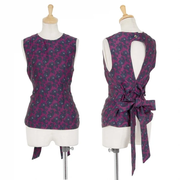 タケシコウサカバイ ワイズ ピンクレーベルTAKESHI KOSAKA by Y's Pink Label ジャガード巻きノースリーブ 紫1 K-85285_001