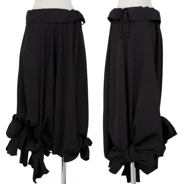 ヨウジヤマモト ファムYohji Yamamoto FEMME 裾結びウールギャバサルエルパンツ 黒1 K-85290_001