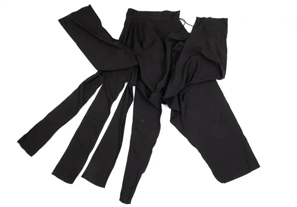 ヨウジヤマモト ファムYohji Yamamoto FEMME 裾結びウールギャバサルエルパンツ 黒1 K-85290_013