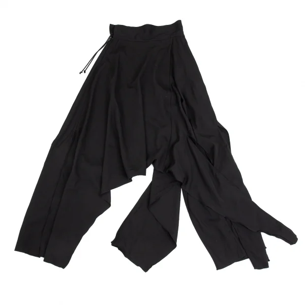 ヨウジヤマモト ファムYohji Yamamoto FEMME 裾結びウールギャバサルエルパンツ 黒1 K-85290_015