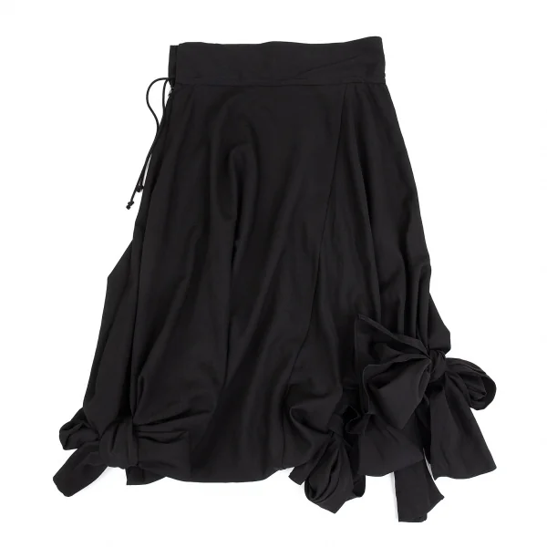 ヨウジヤマモト ファムYohji Yamamoto FEMME 裾結びウールギャバサルエルパンツ 黒1 K-85290_016