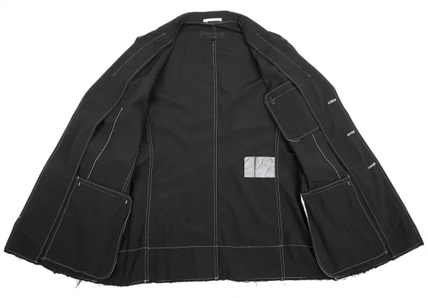 コムデギャルソン オムCOMME des GARCONS HOMME 製品染め裾シルク切替ウールジャケット 黒L K-85318_012