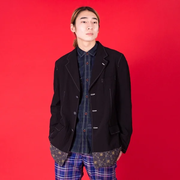 コムデギャルソン オムCOMME des GARCONS HOMME 製品染め裾シルク切替ウールジャケット 黒L K-85318_015