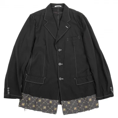 コムデギャルソン オムCOMME des GARCONS HOMME 製品染め裾シルク切替ウールジャケット