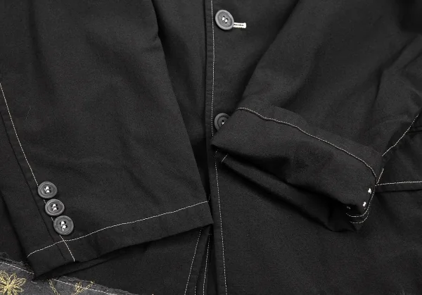 コムデギャルソン オムCOMME des GARCONS HOMME 製品染め裾シルク切替ウールジャケット 黒L K-85318_006