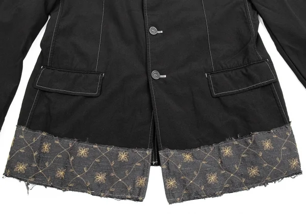 コムデギャルソン オムCOMME des GARCONS HOMME 製品染め裾シルク切替ウールジャケット 黒L K-85318_007