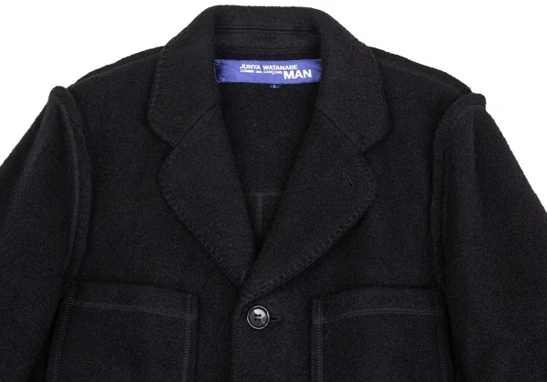 ジュンヤワタナベマン コムデギャルソンJUNYA WATANABE MAN COMME des GARCONS インサイドアウトフェルトパッチポケットジャケット 黒L K-85325_002