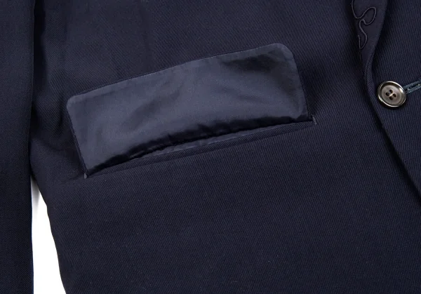 コムデギャルソンオムプリュスCOMME des GARCONS HOMME PLUS ラペル刺繍ダブルウールギャバジャケット 紺S K-85341_010