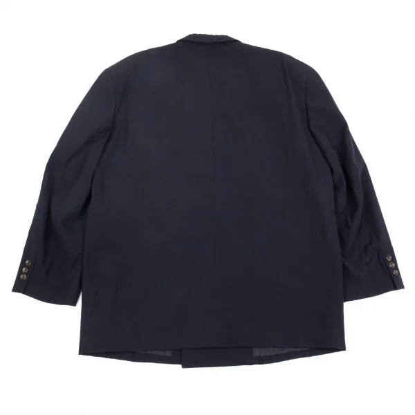 コムデギャルソンオムプリュスCOMME des GARCONS HOMME PLUS ラペル刺繍ダブルウールギャバジャケット 紺S K-85341_013