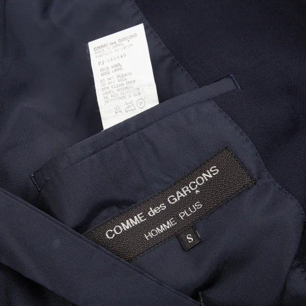 コムデギャルソンオムプリュスCOMME des GARCONS HOMME PLUS ラペル刺繍ダブルウールギャバジャケット 紺S K-85341_015