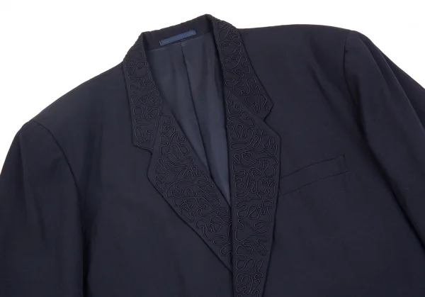 コムデギャルソンオムプリュスCOMME des GARCONS HOMME PLUS ラペル刺繍ダブルウールギャバジャケット 紺S K-85341_002