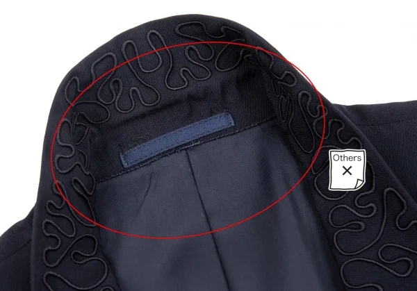 コムデギャルソンオムプリュスCOMME des GARCONS HOMME PLUS ラペル刺繍ダブルウールギャバジャケット 紺S K-85341_004