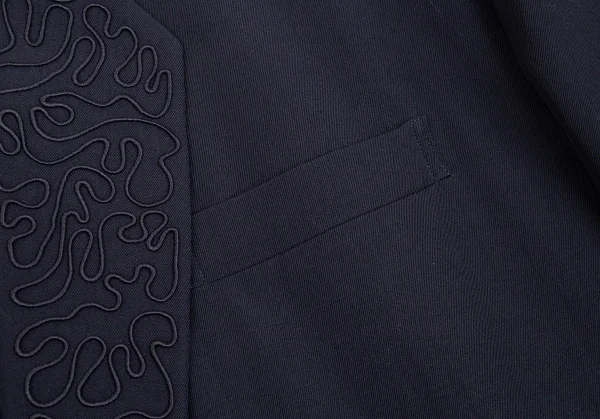 コムデギャルソンオムプリュスCOMME des GARCONS HOMME PLUS ラペル刺繍ダブルウールギャバジャケット 紺S K-85341_005