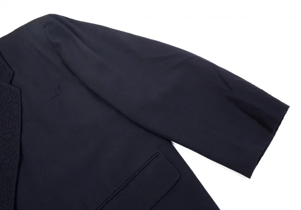 コムデギャルソンオムプリュスCOMME des GARCONS HOMME PLUS ラペル刺繍ダブルウールギャバジャケット 紺S K-85341_006